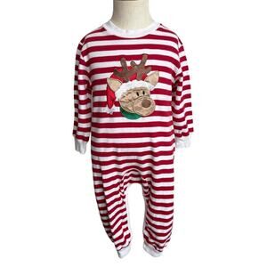All Mine Cotton Collection Reindeer Christmas Romper 18 Months Red White